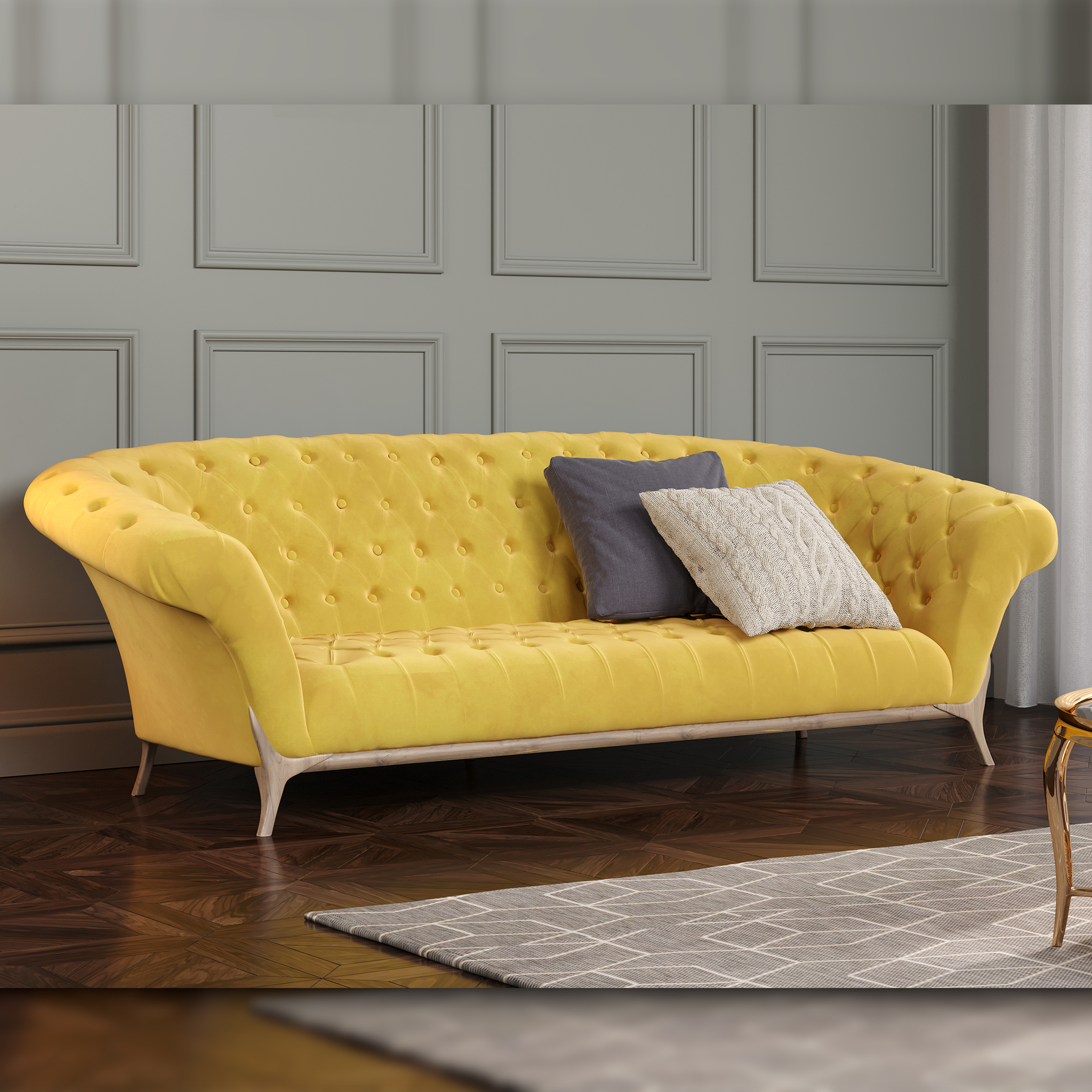 sofá amarelo na sala